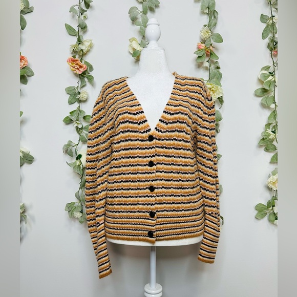 A.L.C. Rebekah Stripped Wool Blend Cardigan - Picture 4 of 10